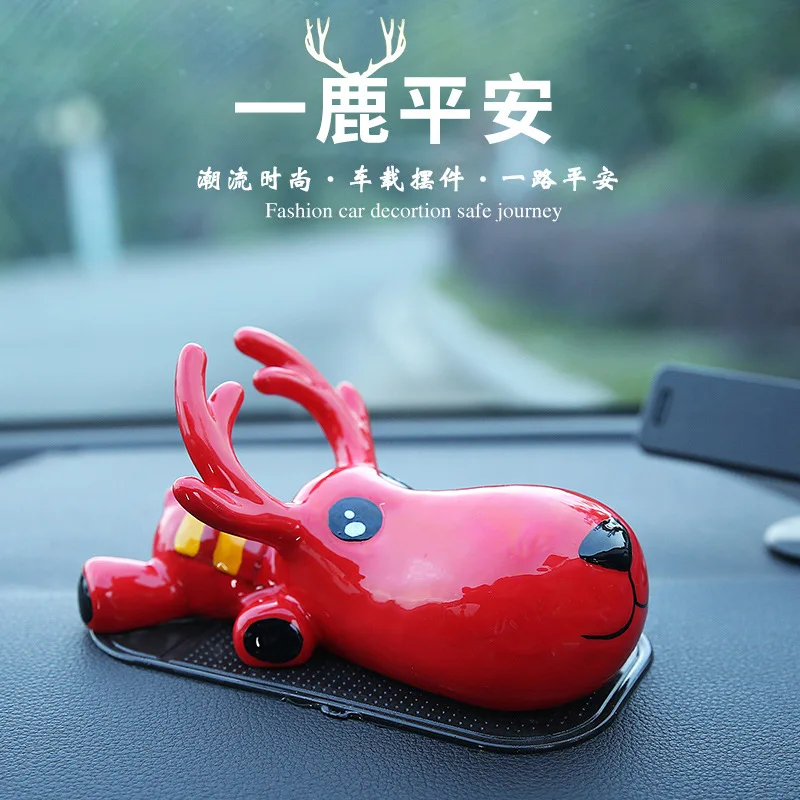 

Creative Home Decor Office Car Ceramic Deer Ornament Desktop Car Decor High end Ceramic Artwork
