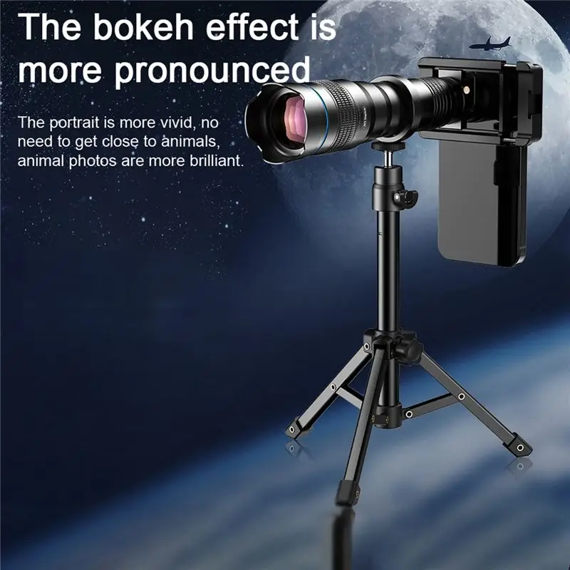 xingxing External Telephoto Phone Camera Lens, 36X Optical Magnification Mobilephone Lens with Tripod and Phone Clip