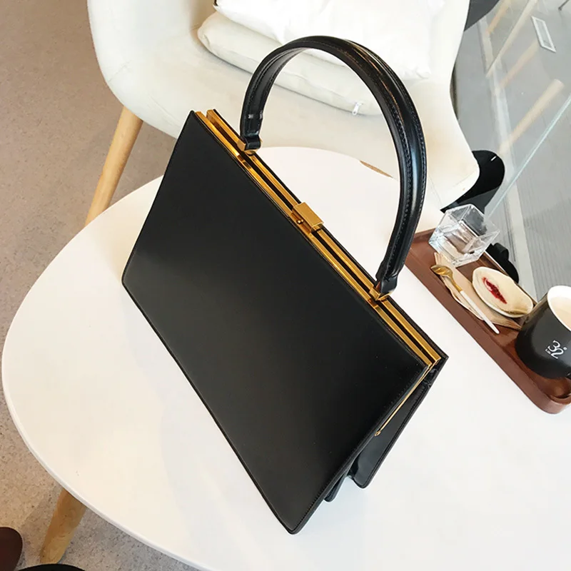 VM FASHION KISS vintage Pu Leather Frame Handle Bags Luxury Handbag Women Designer Famous Brand Pochette black purse