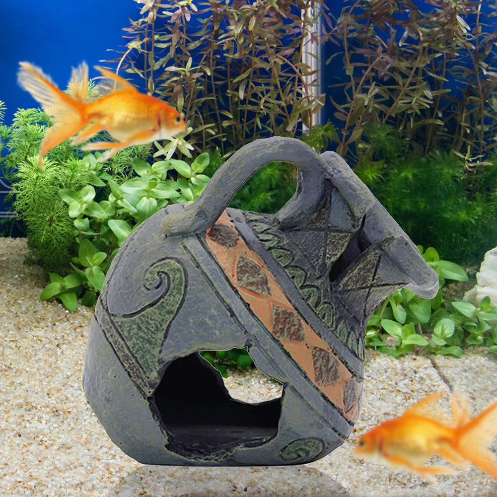 

Resin Clay Pot Ornament Hideout Caves Spacious Hiding Place Aquarium Fish Tank Decorative Accessories