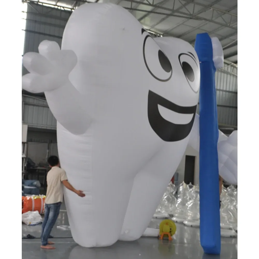 Inflatable Cartoon Tooth Model Balloon Giant White Dental Man With A Toothbrush For Dental Hospital Advertising