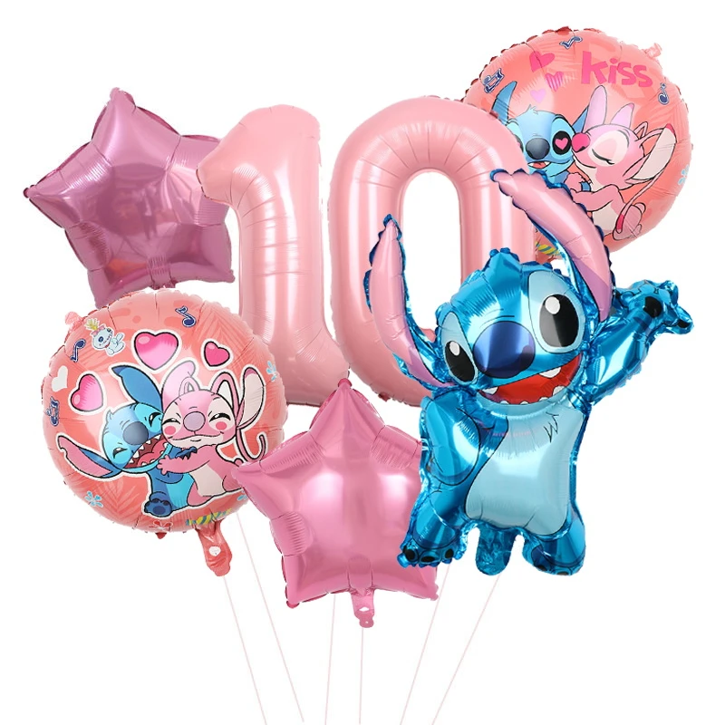 Disney-Conjunto de globos de Lilo & Stitch para fiesta de Cumpleaños de Niños, suministros de decoración para Baby Shower, regalos