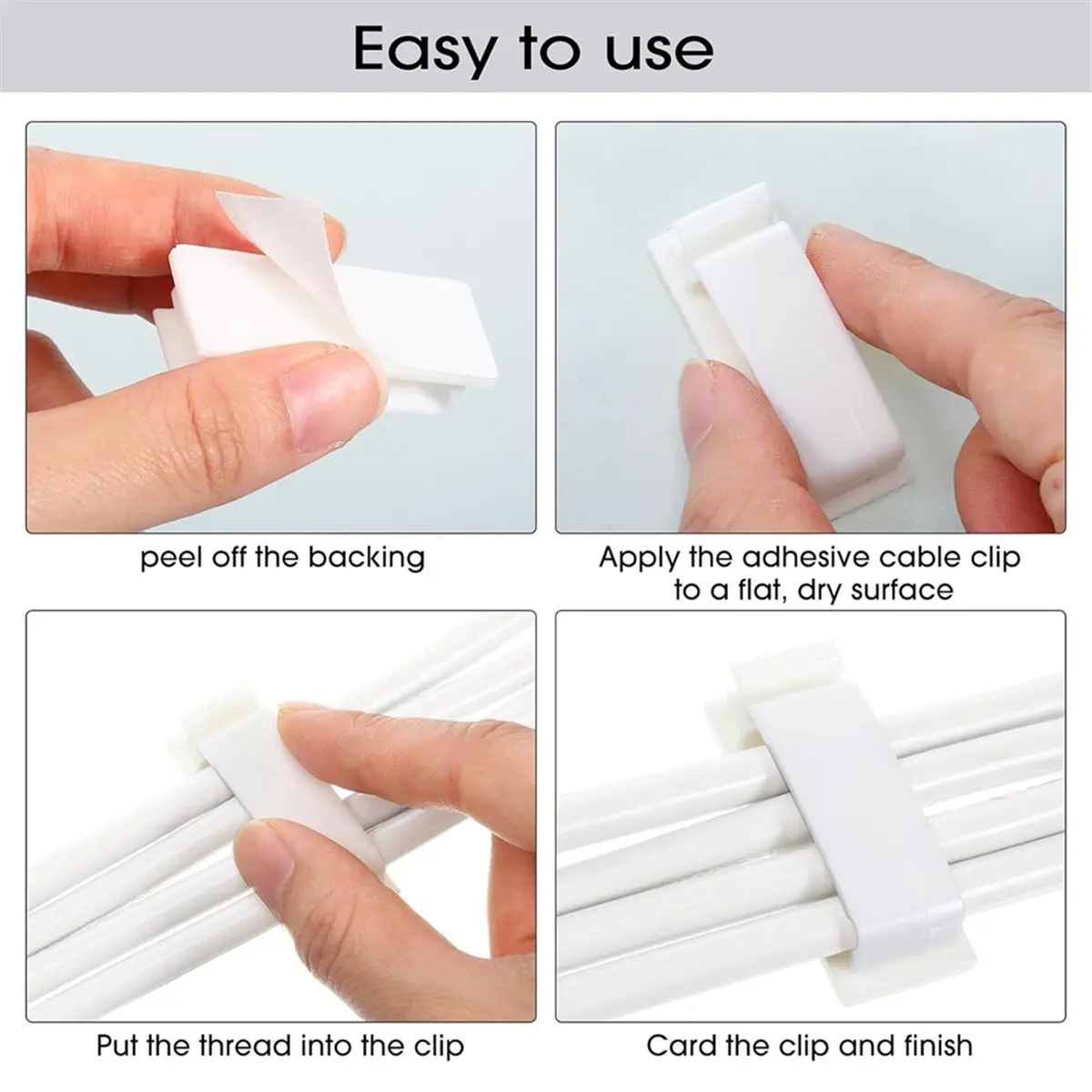 100 Pcs Light Clips Adhesive Hooks for Outdoor String Cable Wire Clips Adhesive Wire Management Cord Holder for the Wall