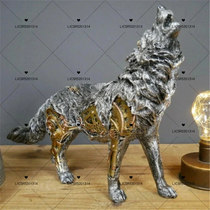 Mechanical Punk Dog Figure Resin Crafts Steampunk Bulldog Dog Resin Statue Sculpture Decoration Home Desktop Home Furnishings