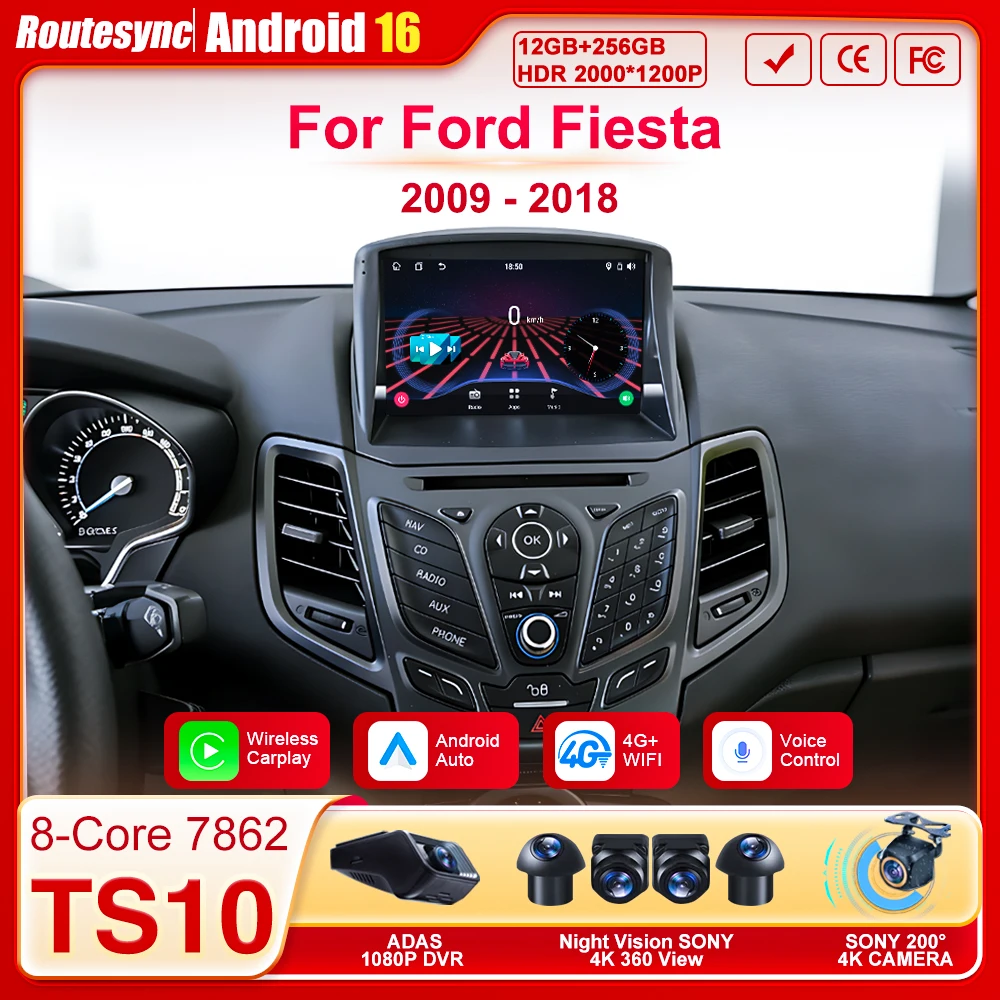 

Автомобильный экран Carplay для Ford Fiesta 2009-2018, мультимедийная система Android 16, GPS-навигация, 8-ядерный процессор, Bluetooth, 4G, Wi-Fi