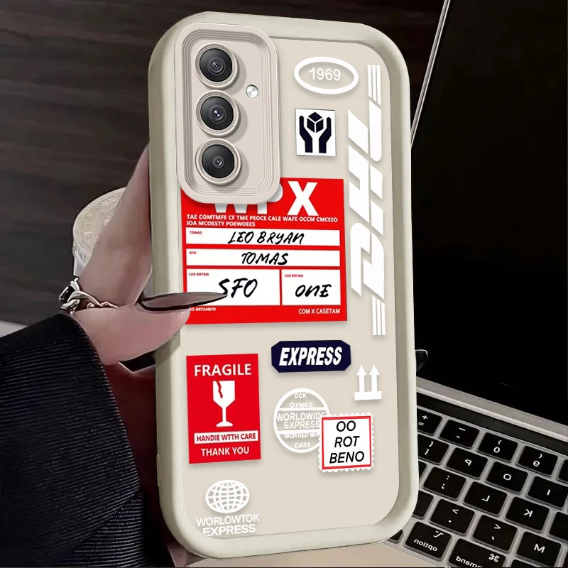 حافظة لهاتف سامسونج جالاكسي S25 S24 S23 Ultra S22 S21 Plus FE 5G A54 A34 A14 A73 A53 A33 5G ملصق باركود D-DHL سيليكون #2