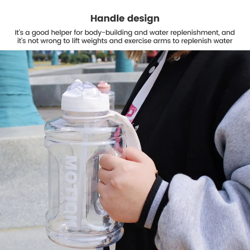 50Oz/1.5L Gallon Bottle 85Oz/2.5L Pet Customization Plastic Jug Growler Straw Lid Bpa-Free Time Marker