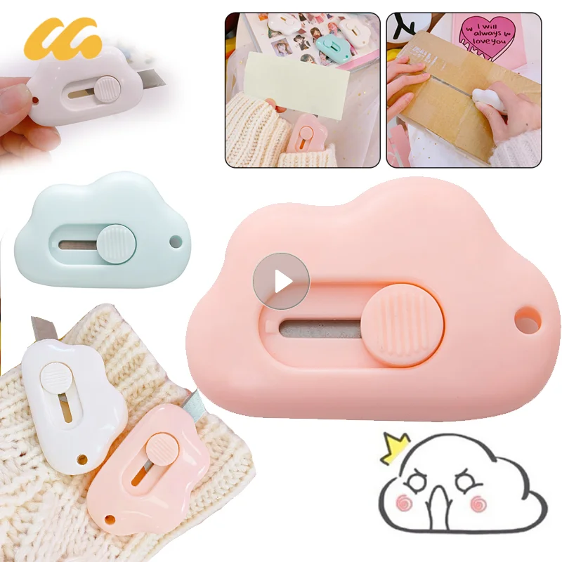 Utility Knife Cute Rabbit Cloud Color Mini Portable Paper Cutter Cutting Paper Razor Blade Office Stationery Cutting Supplies