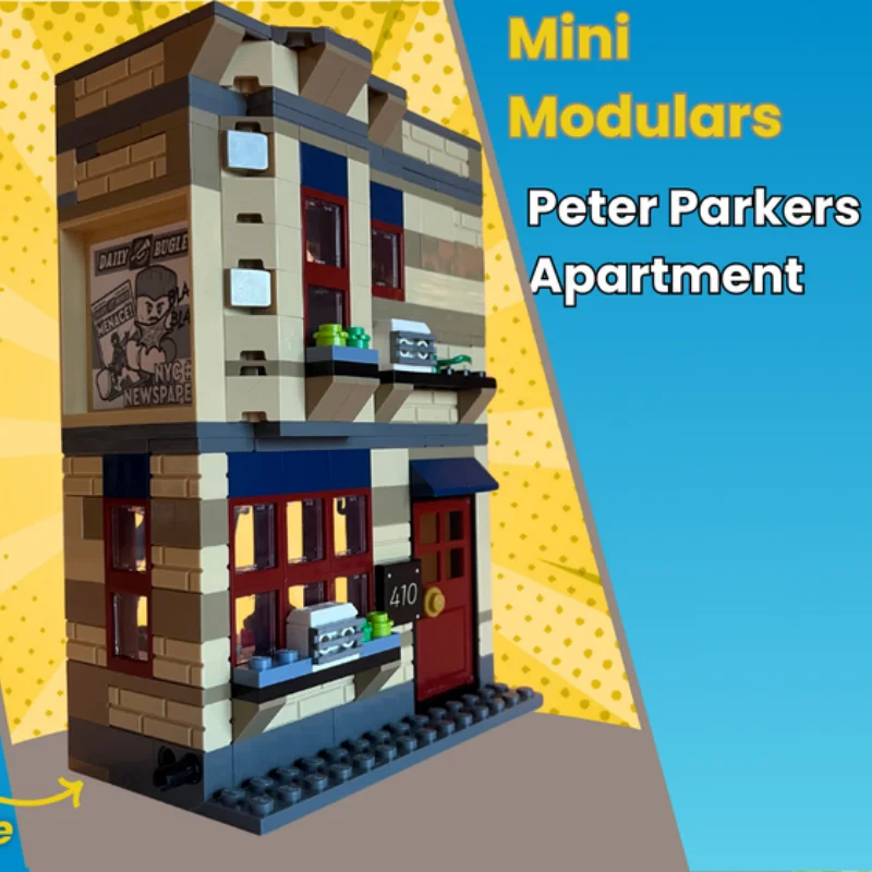 

Конструктор MOC-243716: Архитектурная серия «Улица Питер Парк» с Человеком-пауком, мини-вилла, 299 деталей