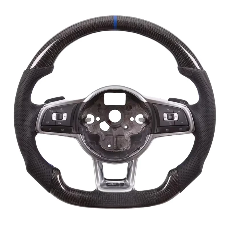 Roda Kemudi Serat Karbon Asli Kustom Cocok untuk Vw Golf 6 7 Mk6 7 Mk5 Passat Polo Update Ke Mk7 Gti 2015