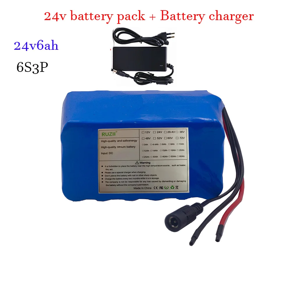 24V 6ah 18650 Li-ion Scooter Lithium Battery Pack for Scooter Bike Bicycle Batteries Include Charger