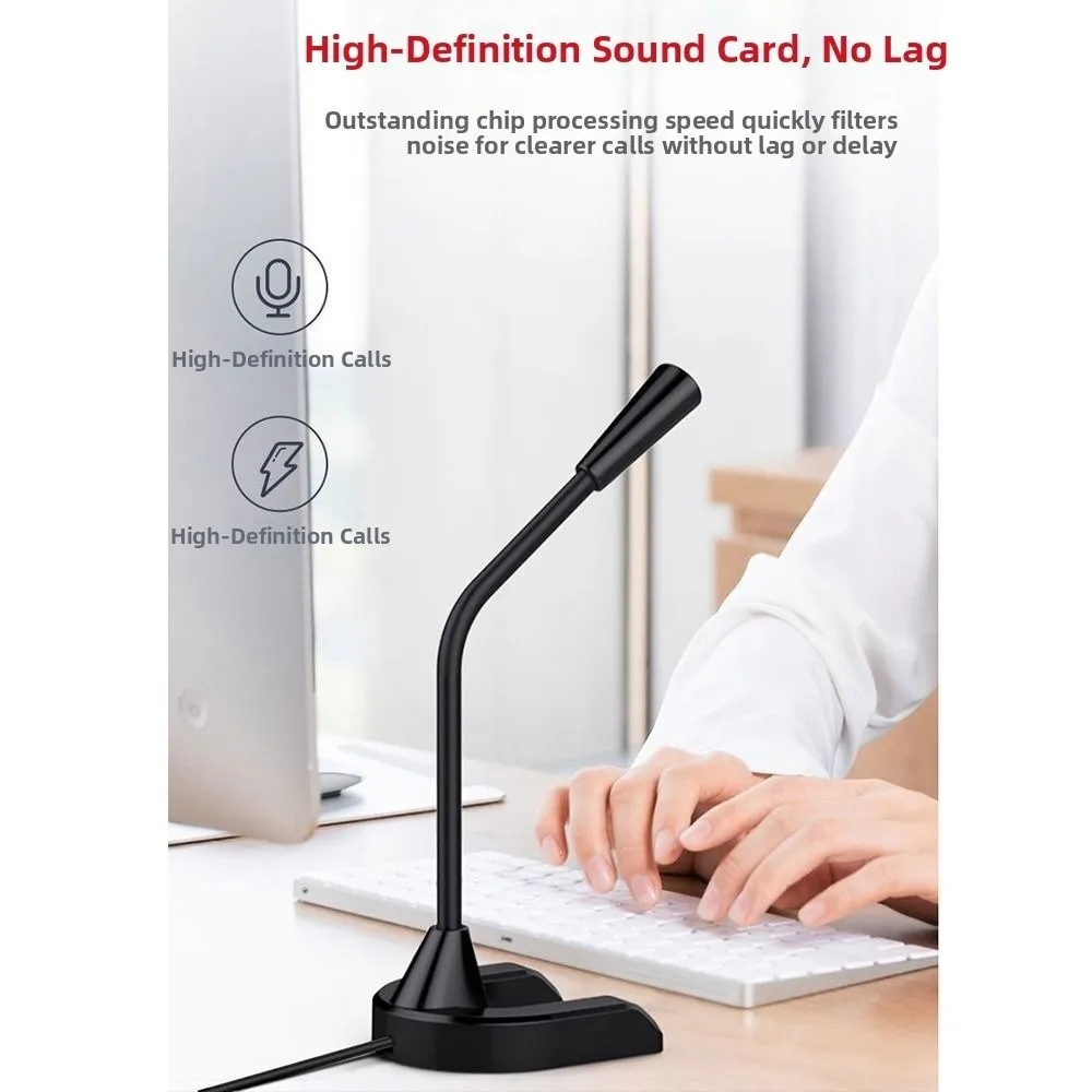 Noise Reduction Desktop Microphone High-Definition Audio 360° Rotatable Recording Microphone USB/3.5mm Non-slip Wire Gaming Mic