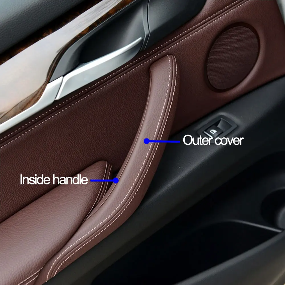 Maniglia per porta passeggero sinistra destra con sostituzione del gruppo copertura in pelle per BMW X5 X6 F15 F16 2014 2015 2016 2017 2018