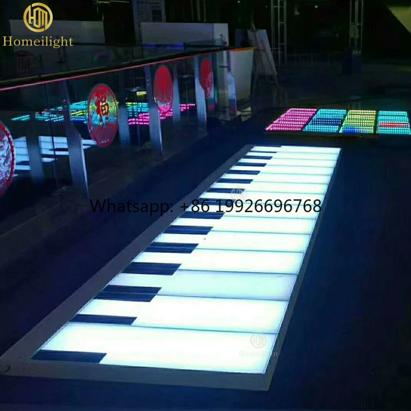 Whole Sale RGB 3in1 Interactive Dance Floor Waterproof Tempered Glass Piano Keyboard Dance Floor Tiles for Sale