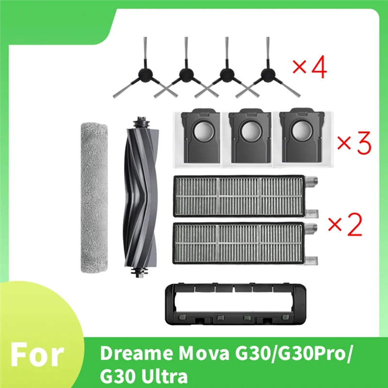 ABSQ-掃除機スペアパーツセット-12個入り ブラシ、Hepaフィルター、ダストバッグ、Dreame Mova G30/G30 Pro/G30 Ultra用トラックモップクロス