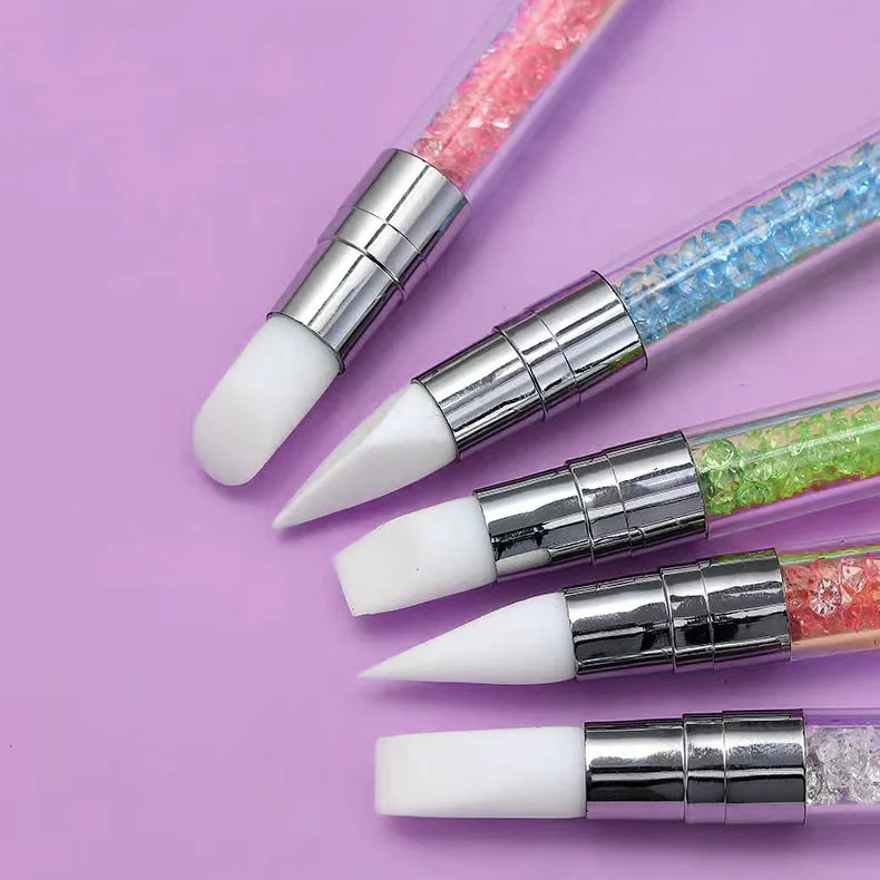 5 TEILE/SATZ 2-köpfiger Silikon-Nagelbürstenkopf, Blumen-Silikon-Bürstenkopf, Mehrzweckbürste, Silikon-Bürstenkopf, Gummibürste