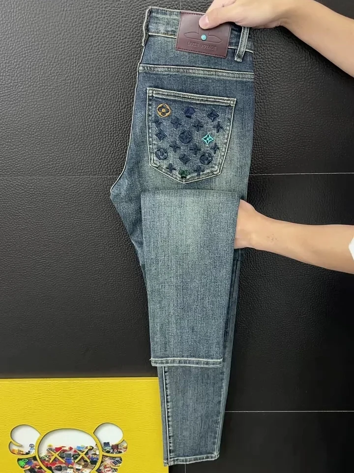 

High Quali Men's Jeans Faionable Versatile Premium Feel Cool Busin Casual mid Waist Slim Fit Stand Version China Made