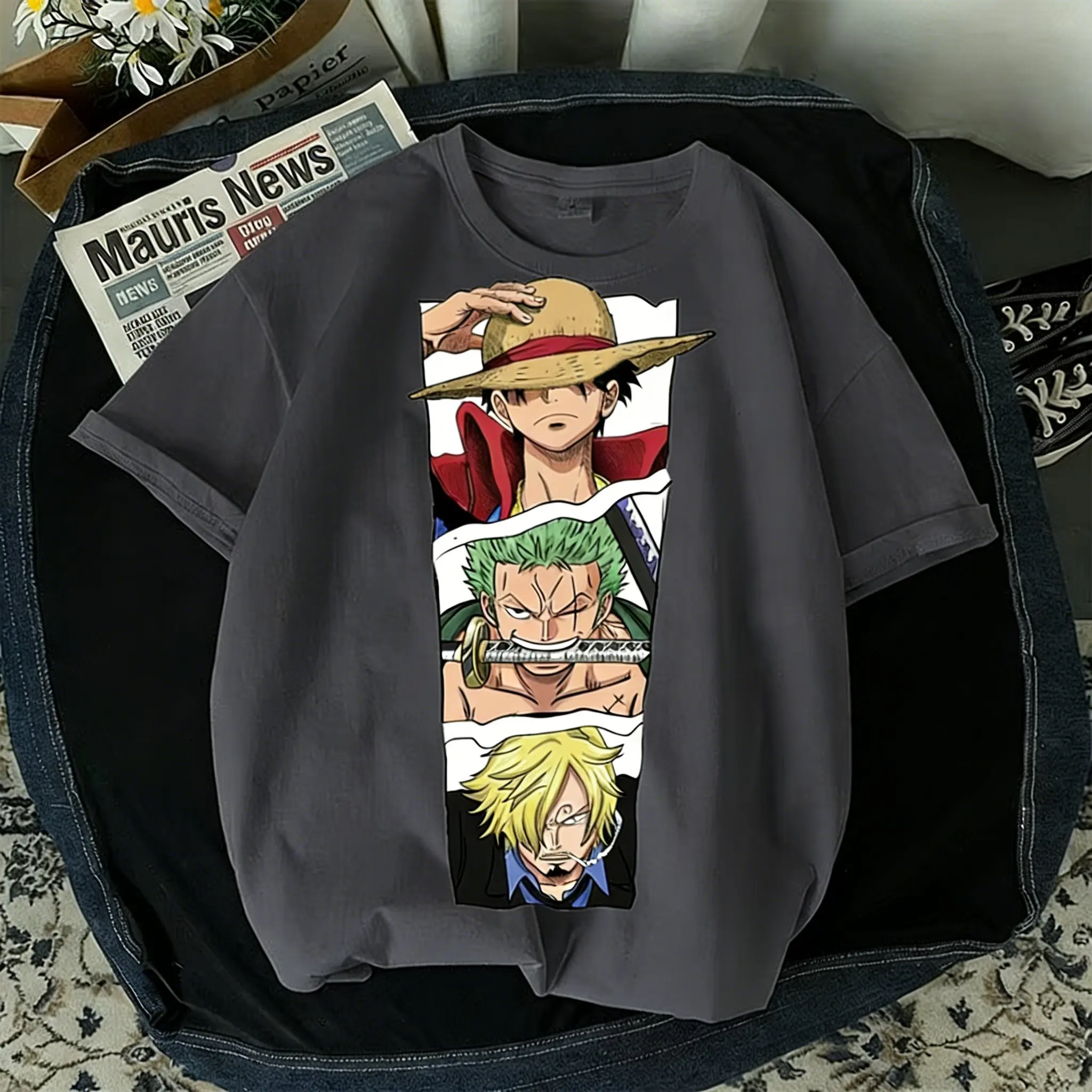 Unisex One Piece Anime Grafik T-Shirt Herren Damen Kurzarm Tee Streetwear Eltern-Kind-Kleidung Sommer 2026 Y2k Casual Tops