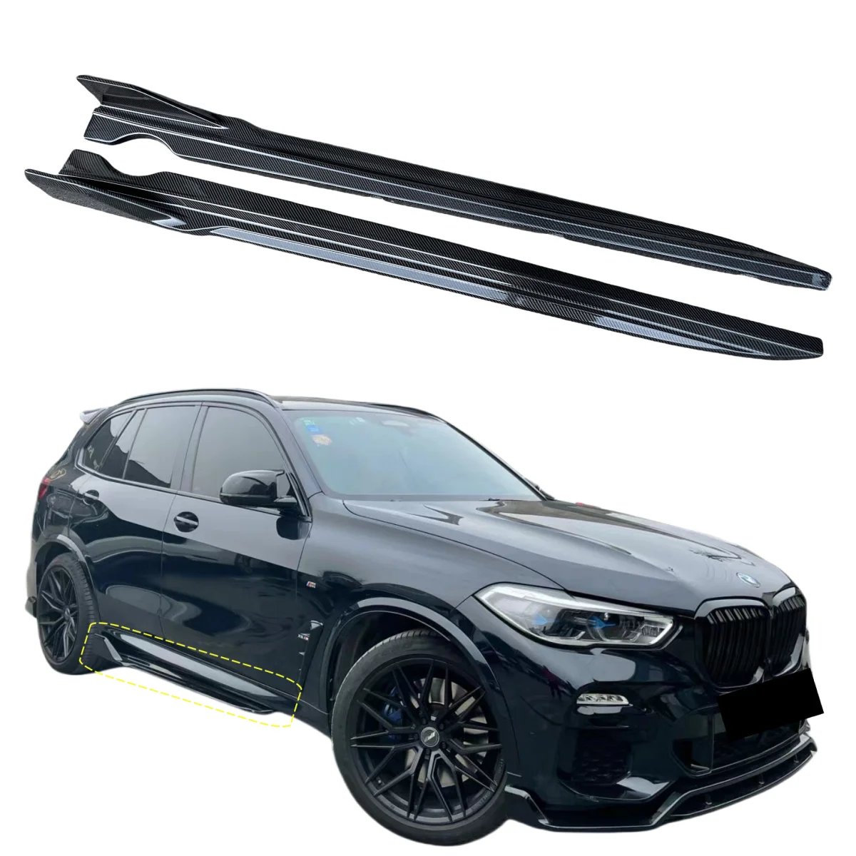 

Carbon Fiber Side Bumper Lip For BMW G05 X5 2019+ Carbon Fiber Side Skirt