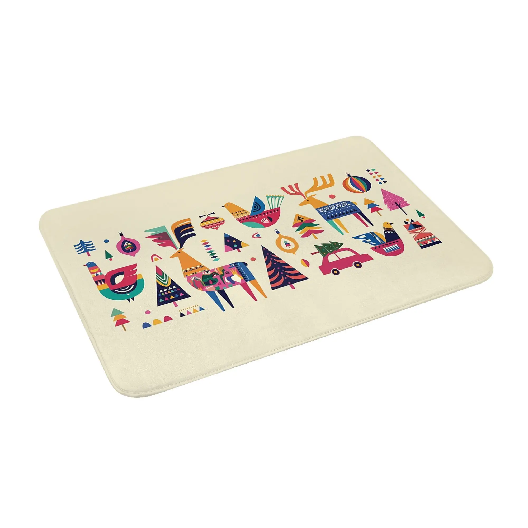 

Vintage Scandinavian Christmas Folk Art Non-slip Doormat Floor Mat Durable Carpet Rug for Kitchen Entrance Balcony Footpad Mats