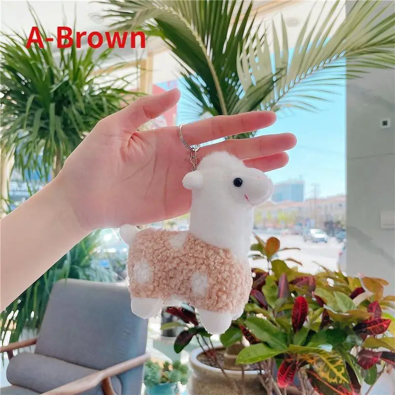 New Soft Cotton Alpaca Plush Toy Cute Standing Animal Doll Keychain Stuffed Pendant Women Bag Charm Creative Birthday Gift