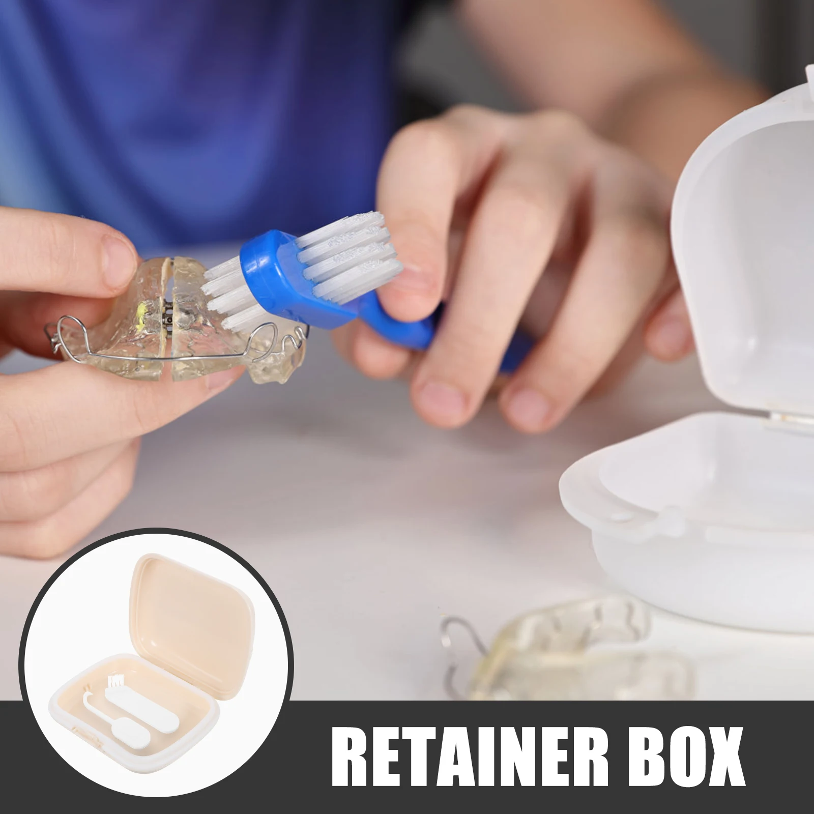 

1 set 1 Set Plastic Retainer Case Compact Denture Box Portable Travel Retainer Container Household Breathable Scratch-Proof
