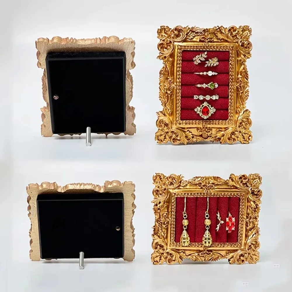 

Velvet Ring Jewelry Tray Photo Frame Vintage Photo Frame Ring Tray Resin Square Shape Jewelry Display Stand