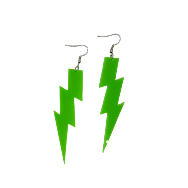 Neon Lightning Bolt Flash Thunder Earrings for 80\'s Outfit Party Accessories Retro Acrylic Drop Dangle Neon Lightning Earrings