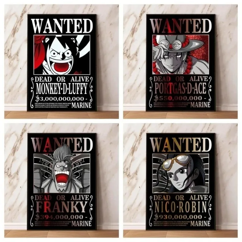 One Piece canvas Wanter Canvas Poster Anime Luffy Ace Chopper Zoro Wall Sticker office Home Sticker Paintings For Kids Gifts