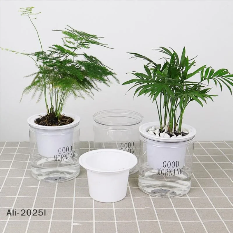 

Plastic flower pots automatic water absorption transparent round hydroponic flower pots creative resin succulent flower pots