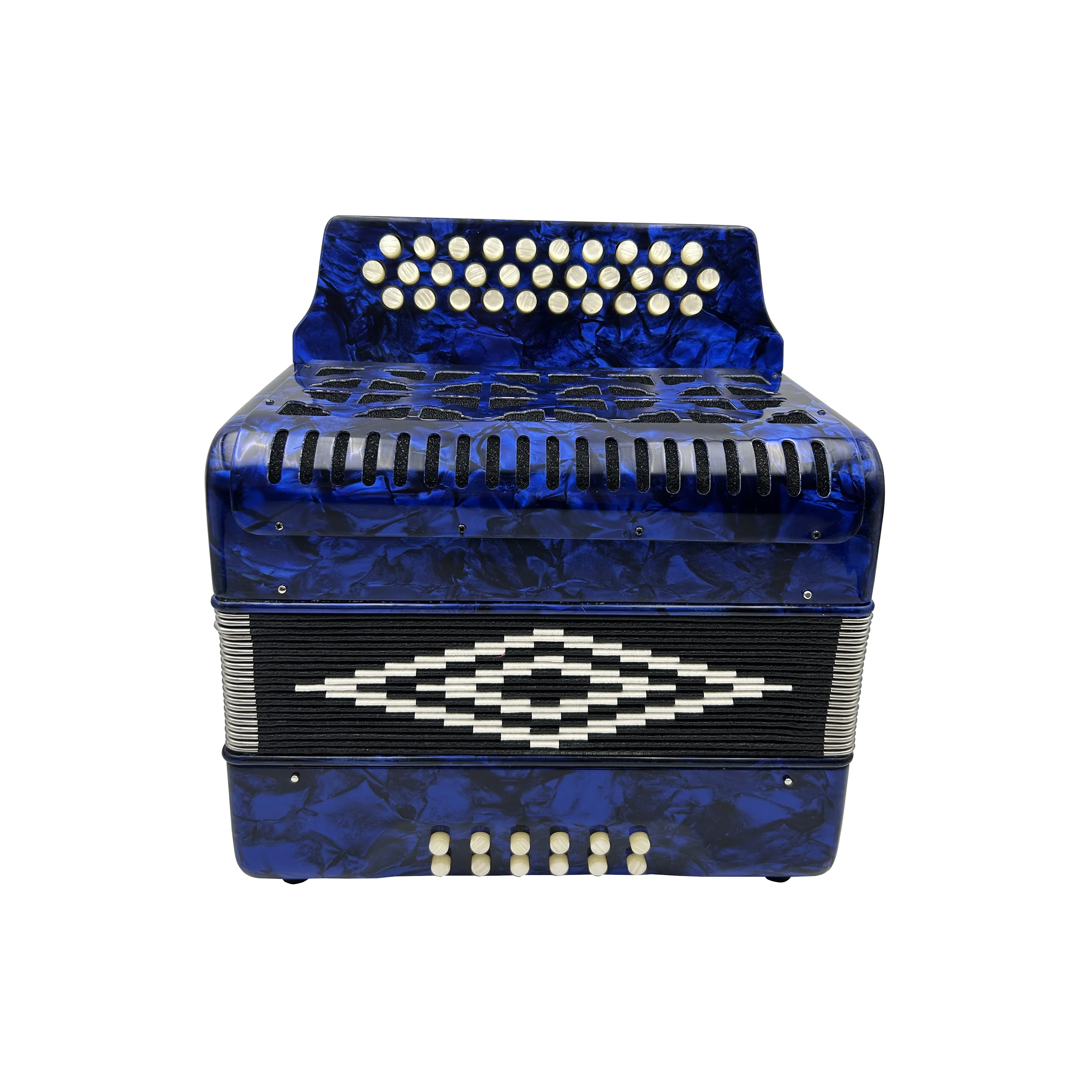 أداة الأكورديون الخشبية المهنية Diatonic 31 أزرار 12 باس طالب الأزرق الملكي السليلويد الأبيض JB3112A نموذج المحمولة