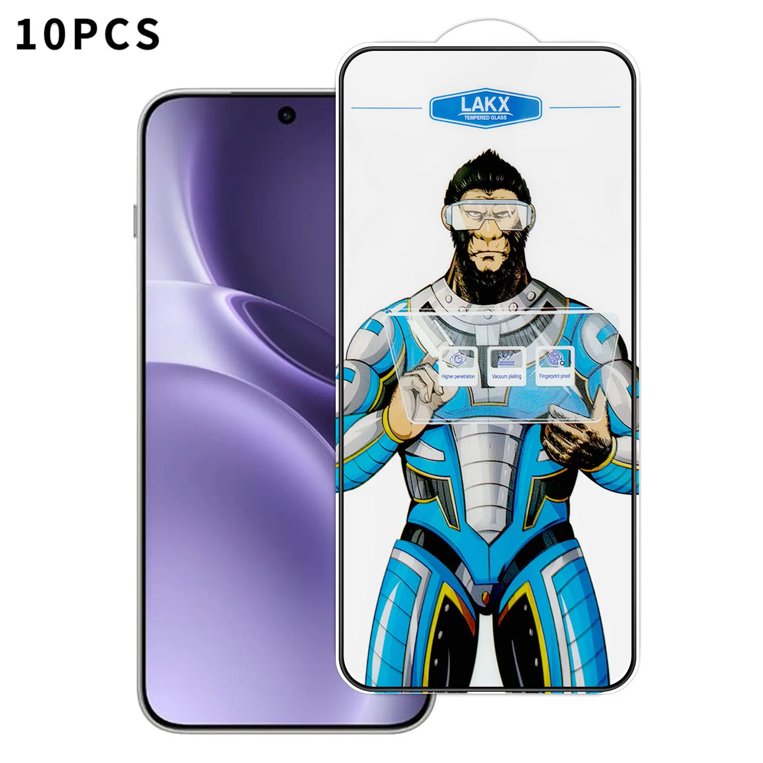

For vivo X300 Pro 5G 10Pcs High Definition Tempered Glass Anti-fingerprint Anti-static Electroplating Full Screen Protector - Tr
