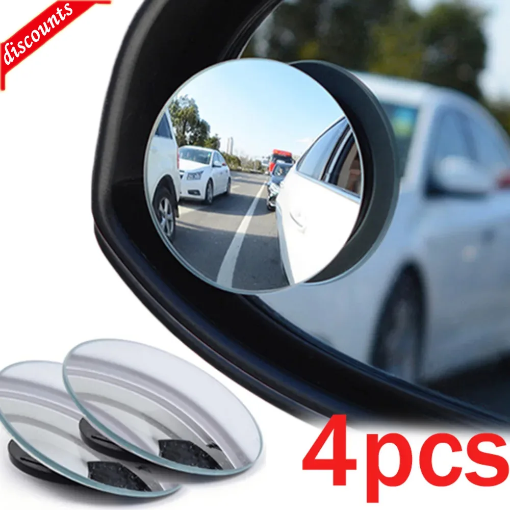 Car Blind Spot Rear View Mirror Wide Angle Adjustable Small Round Mirror 360° Rotation Reverse Auxiliary Rearview Convex Mirror