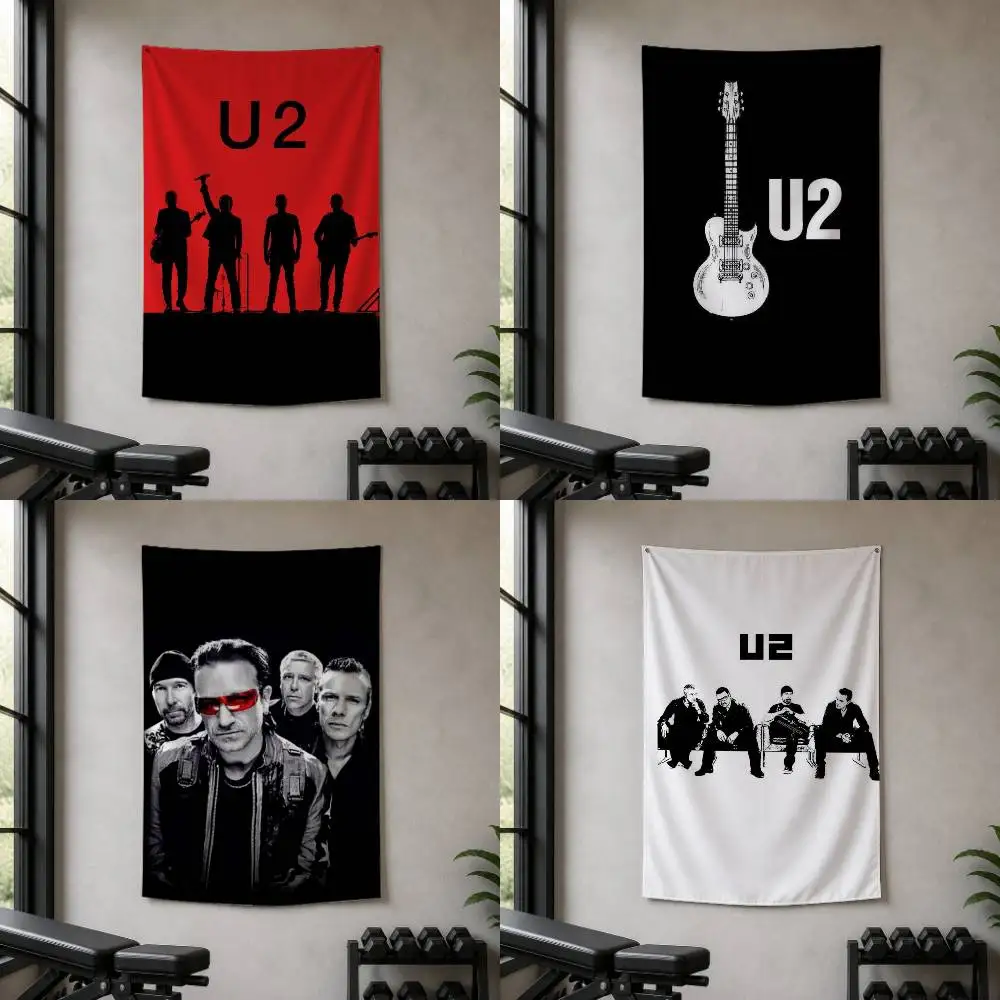 U2 band Decorative Hanging Flag with Grommets for Garage Bedroom Dorm Wall Decor