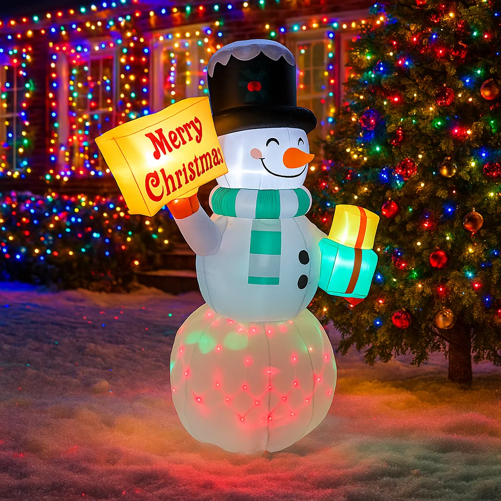 1.5 متر/5FT زينة عيد الميلاد لعبة قابلة للنفخ ثلج عقد الهدايا ساحة المنزل الحلي LED ديكور عيد الميلاد مع لعبة ديكور الحفلات #3