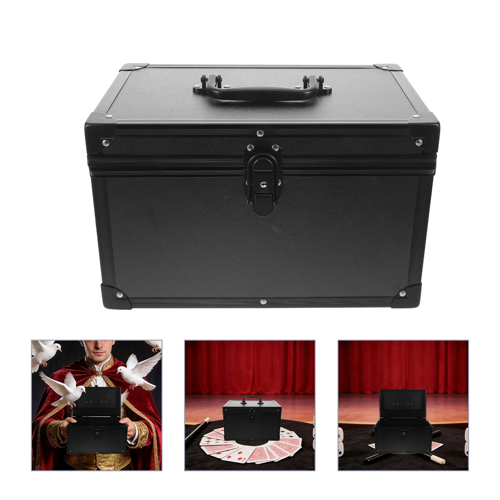 

Magician Props Organizer Double Layer Compact Case Aluminum Carry Case Portable Close Up Performance Illusion Tricks Storage Box