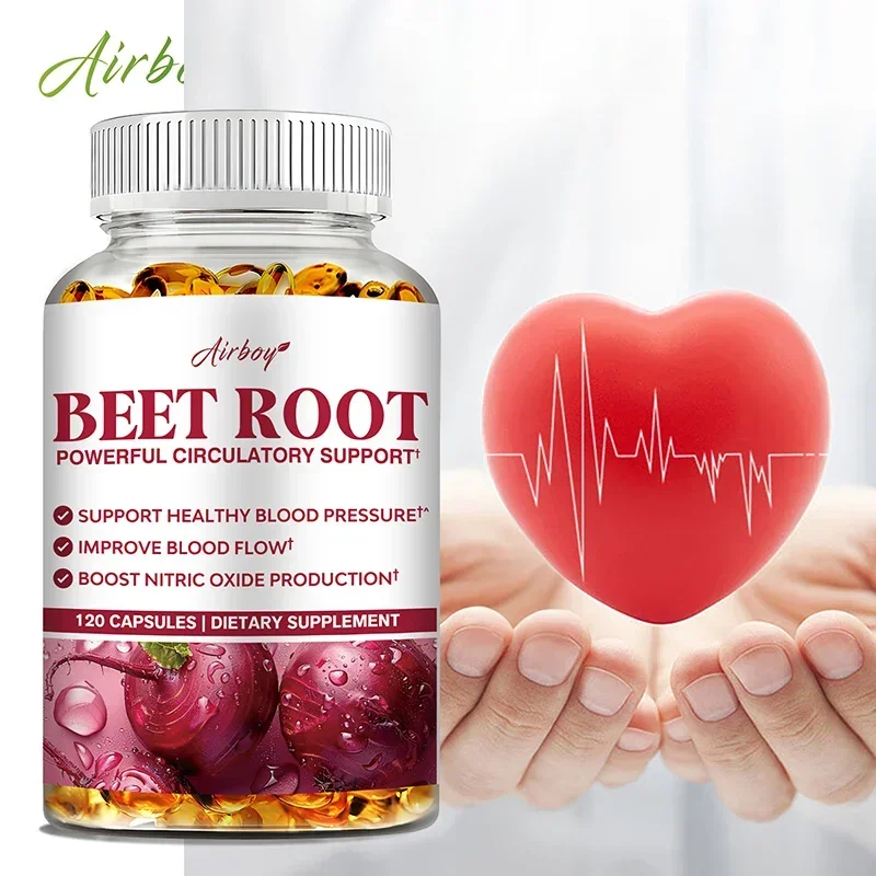 

Beet Root Capsules - Blood Pressure Support, Heart Health, Improves Circulation, Blood Flow Supplement