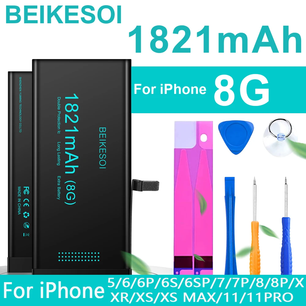 

BEIKESOI Zero-Cycle Rechargeable Batterie for iPhone 11 12 13 Pro 6S 6 7 8 Plus X XS Max battery for iphone Lithium Battery