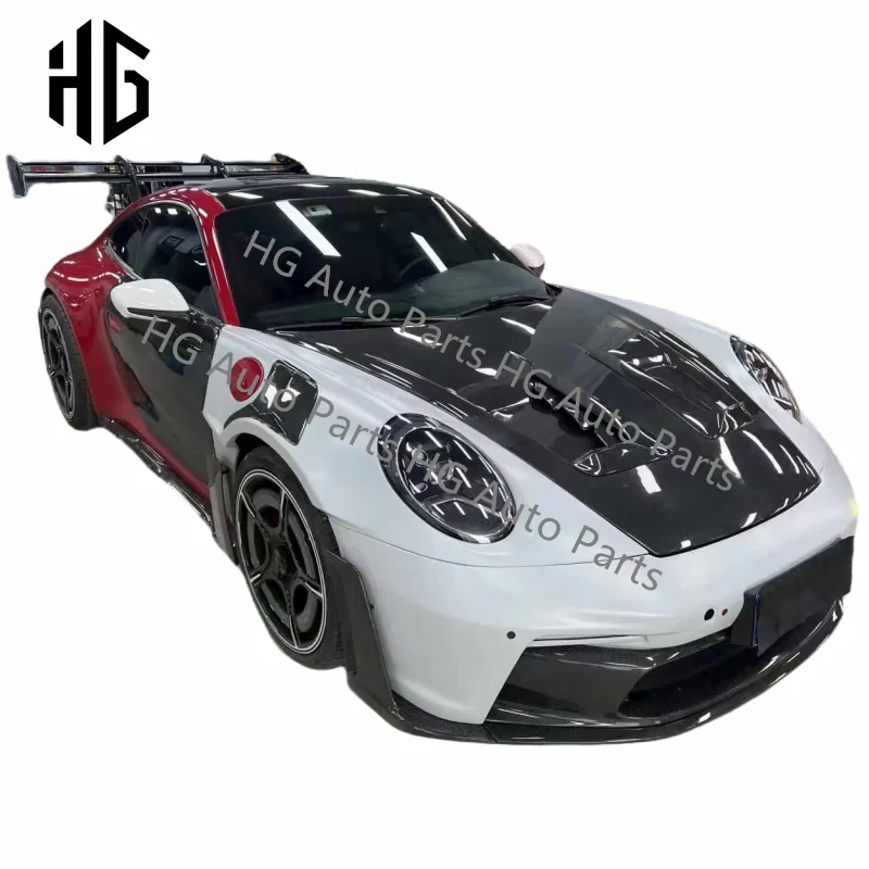 Car Body Kit GT3RS Style Front Rear Bumper Engine Cover Side Skirts Exterior Body Kit For Porsche 911 992 Dry Carbon Spoiler