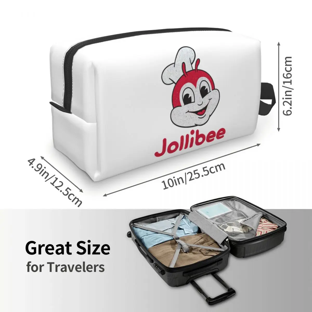 Jollibee バーガーレストランマスコット化粧バッグ化粧品オーガナイザー収納 Dopp キットトイレタリー化粧品バッグ女性のための鉛筆ケース