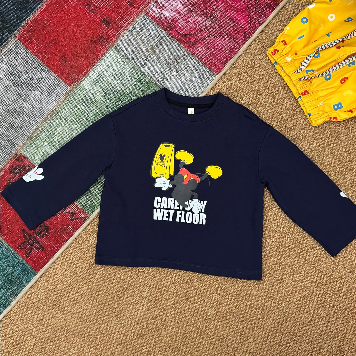 

Синяя футболка с длинными рукавами для девочек и мальчиков, милый топ с рисунком Микки, весенне-осенняя детская повседневная рубашка для малышей, новинка весенне-осеннего сезона