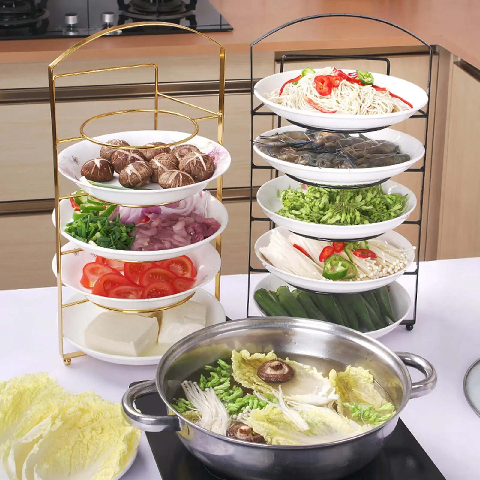 

Expandable Countertop Shelves Preparation Dish Rack Durable Space Saving 5 Layer
