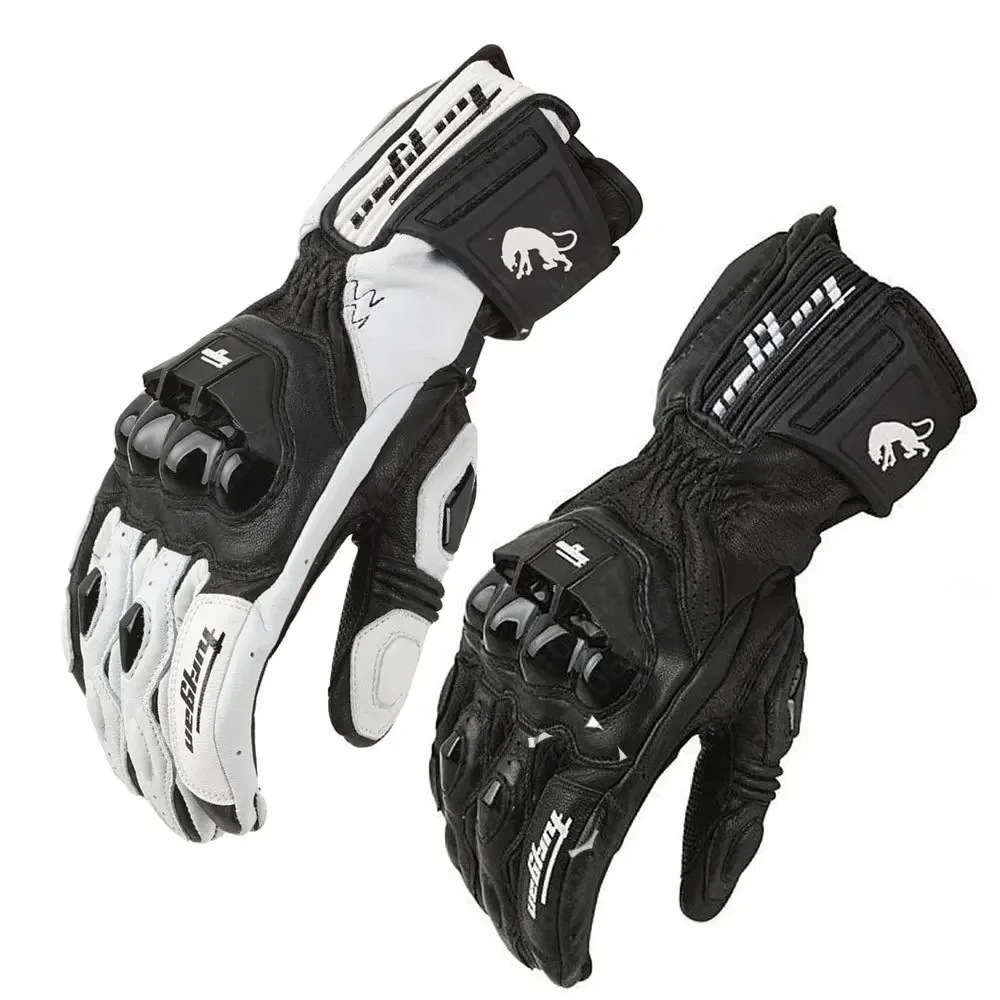 Gants de moto en cuir véritable, respirants, doigt complet, protection des sports de plein air, résistants à l\'usure, course, équitation