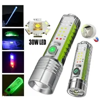 USB C Rechargeable LED Flashlight LED MINI Keychain Light with Tail Magnet Uv Light Multifunction Portable Torch Camping Lights