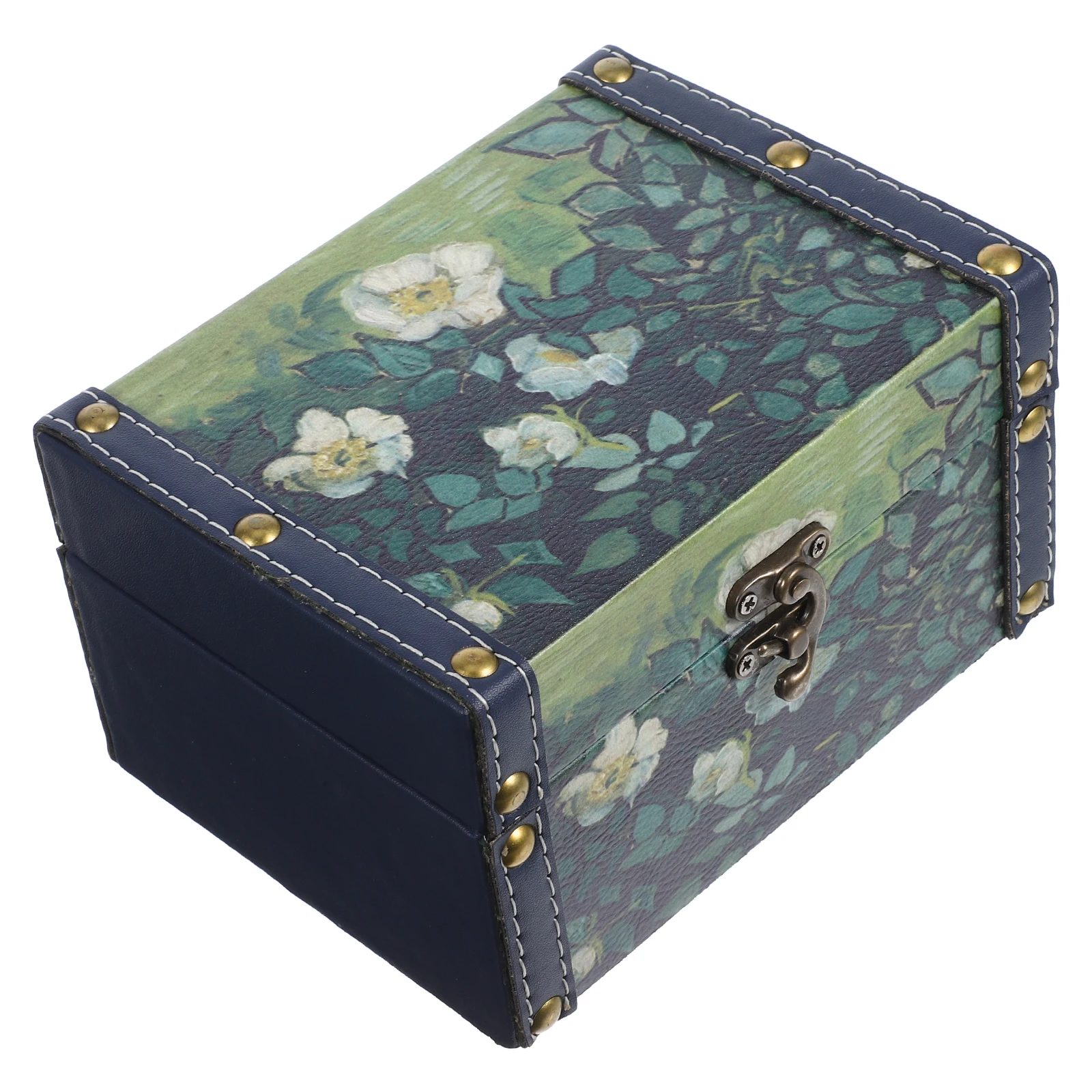 

Oil Painting Style Wooden Storage Box Vintage Treasure Chest Large Jewelry Organizer Decorative Keepsake Case Desktop Display
