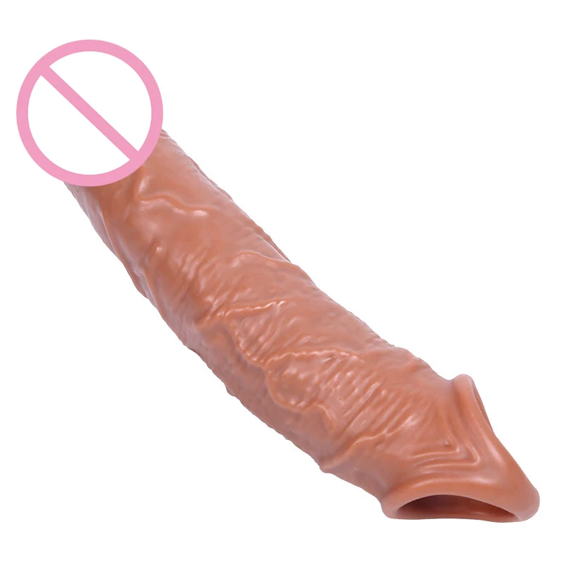 S/L Size Penis Extension Sleeve Reusable Condoms Soft Delayed Ejaculation Penis Extender Dick Sleeve Adult Sex Toys For Men