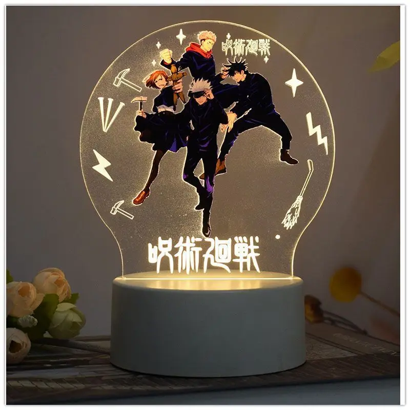 Jujutsu Line 3D Night Light อะนิเมะรูป Satoru Gojo Tiger Cane Yuji Fushiguro Megumi ka r และเสียง S-beard ตารางโคมไฟ Kid Birthday เทคนิคฟุต