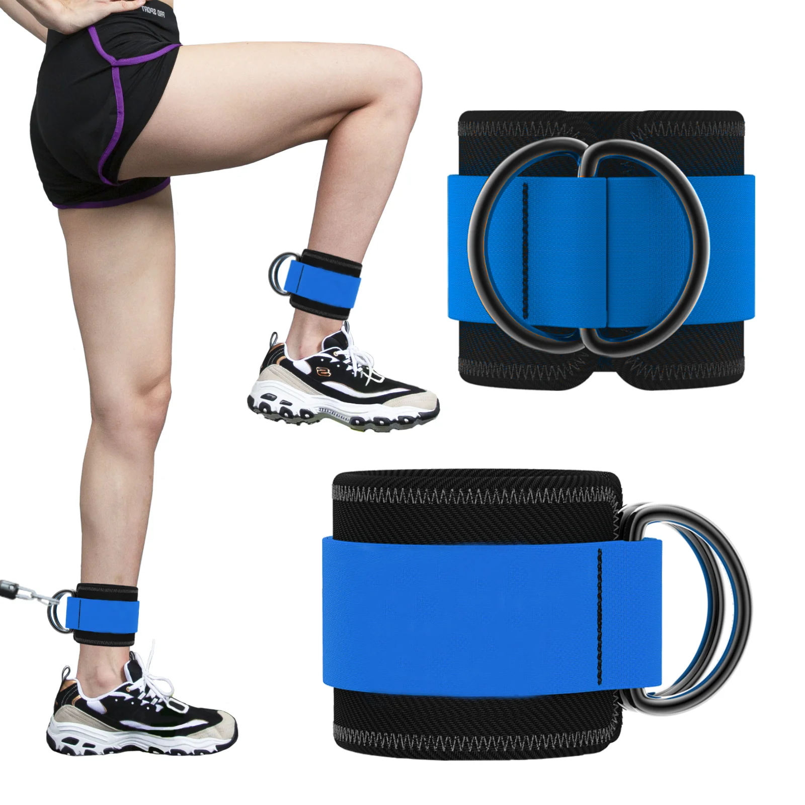 Ankle Strap for Cable Machine(Set of 2),Adjustable Ankle Cuffs to Enhance Legs, Abs and Glutes for Men & Women