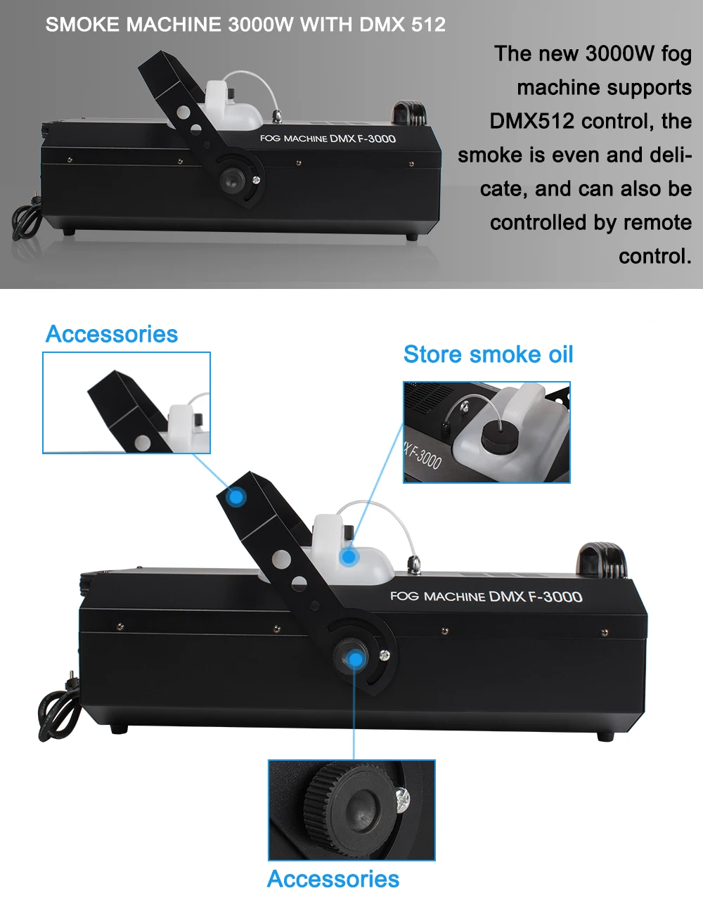 SHEHDS Drahtlose Fernbedienung 3000 W Nebel Maschine Bühne Atmosphäre Wirkung Für DJ Disco Hochzeit Party Mode Weihnachten – Detail 2