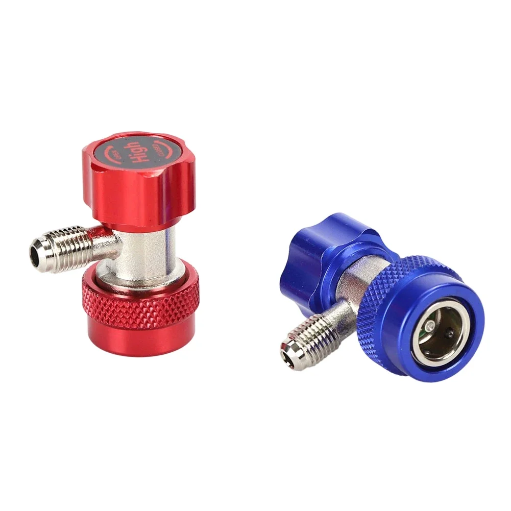 

Automotive For R134a Air Conditioning Adapter Kit Vacuum Rated Valve Core Removal Tool with Red Blue High Low Pressure Couplers